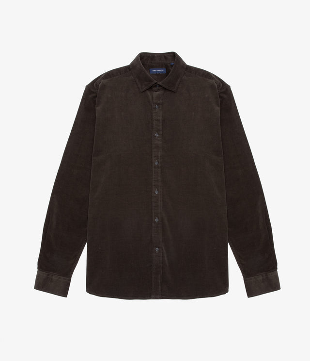 Camisa Hombre Algodón Cotelé Rob Verde Oscuro