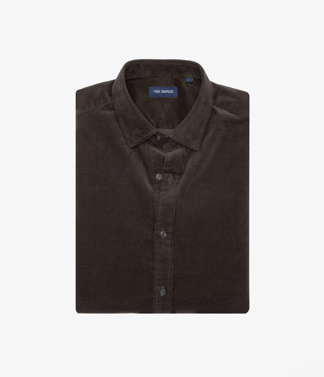 Camisa Hombre Algodón Cotelé Rob Verde Oscuro