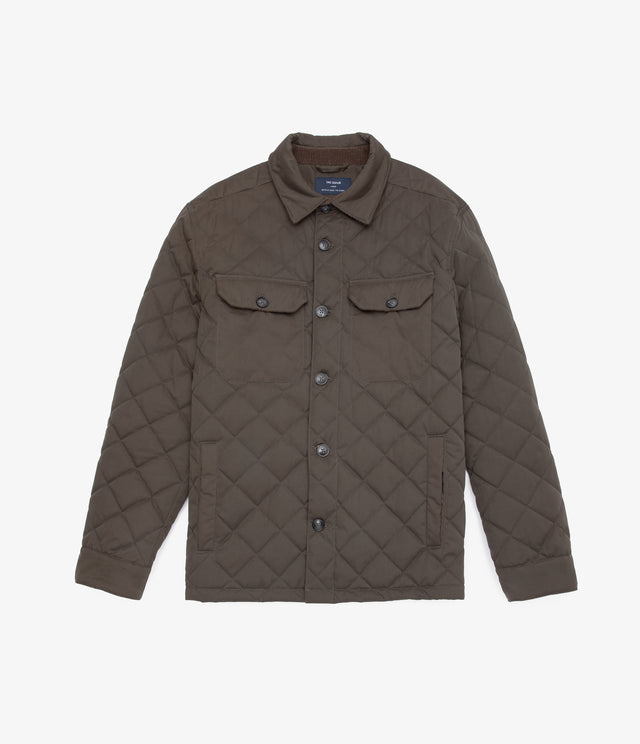 Parka Hombre Quilted Abotonada Verde Oscuro