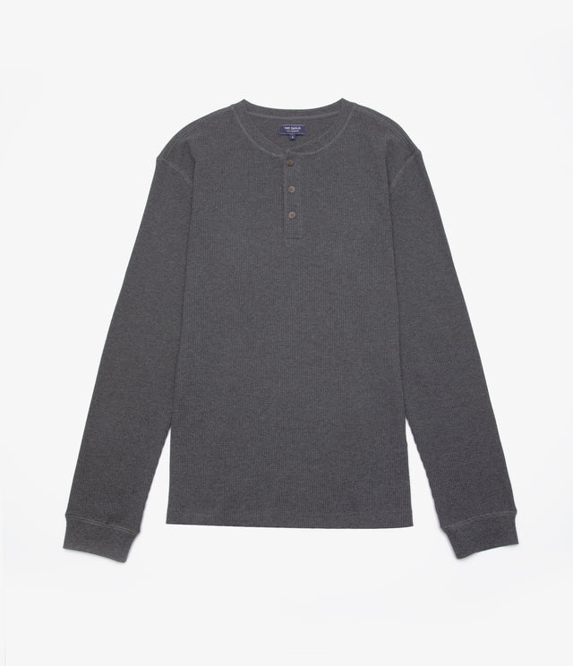 Polera Hombre Algodón Waffle Gris Marengo