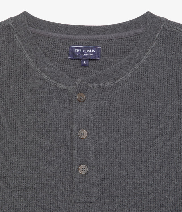 Polera Hombre Algodón Waffle Gris Marengo