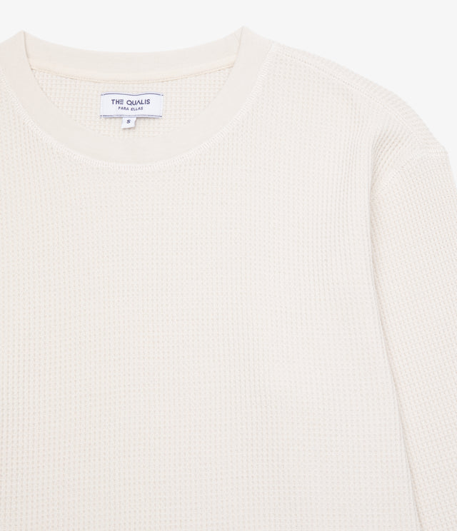 Polera Mujer Algodón Waffle Beige
