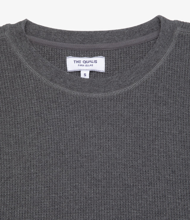 Polera Mujer Algodón Waffle Gris Marengo