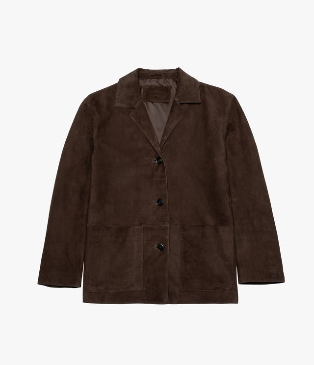 Chaqueta Blazer Mujer 100% Cuero Gamuza Café