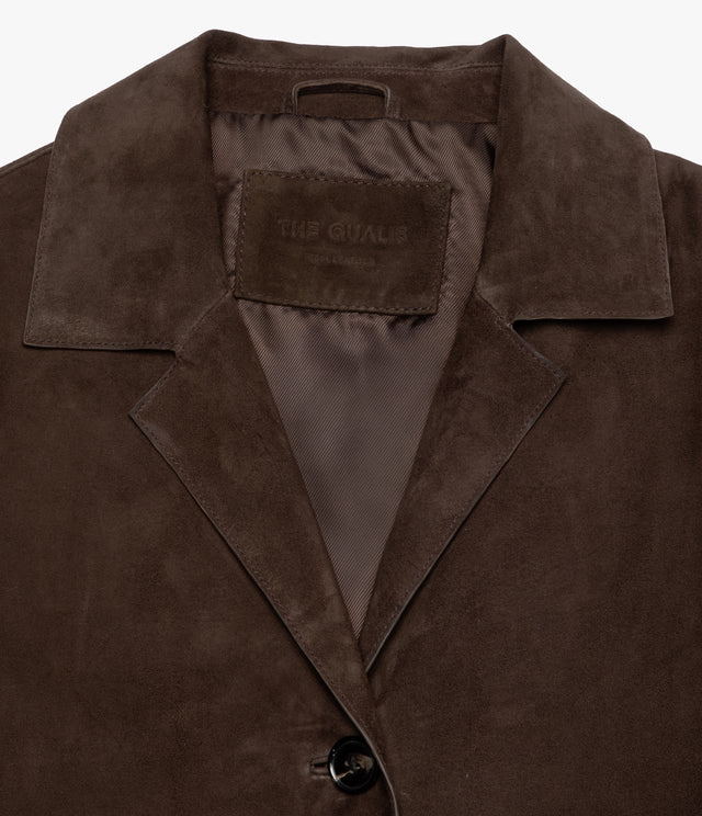 Chaqueta Blazer Mujer 100% Cuero Gamuza Café