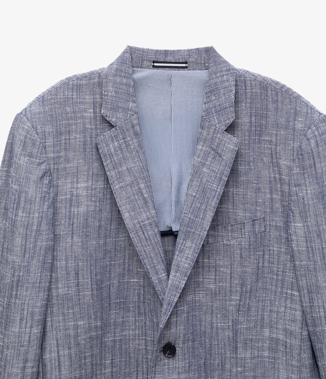 Blazer Hombre 100% Lino Azul Melange