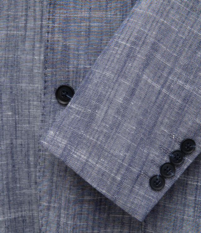 Blazer Hombre 100% Lino Azul Melange
