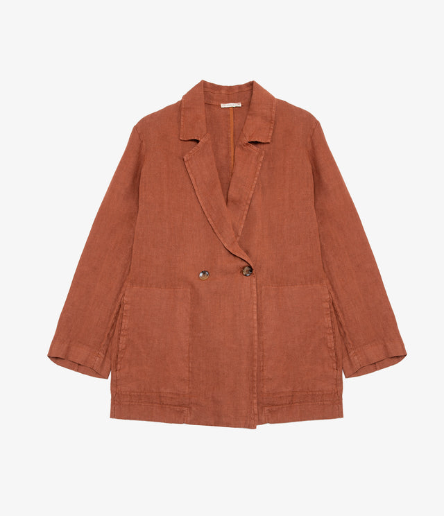 Blazer Mujer 100% Lino italiano Fiore Terracota