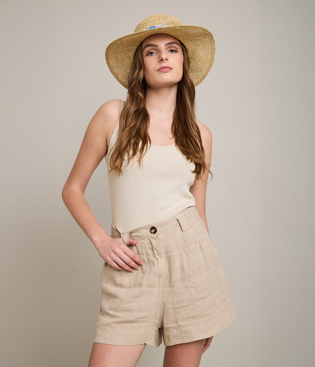 Bermuda Mujer 100% Lino Capella Beige