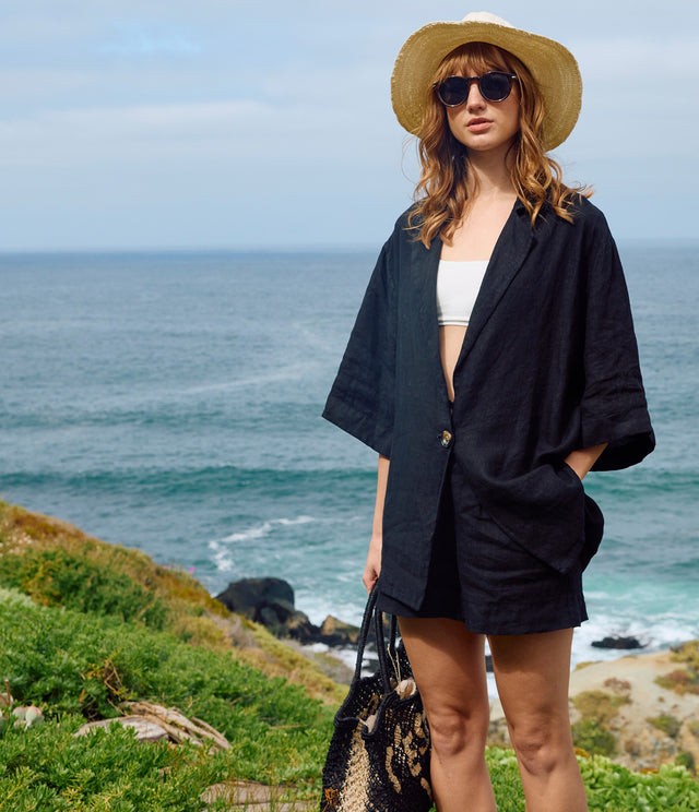 Bermuda Mujer 100% Lino Capella Negro