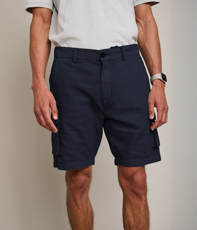 Bermuda Hombre Lino Algodón Gili Azul