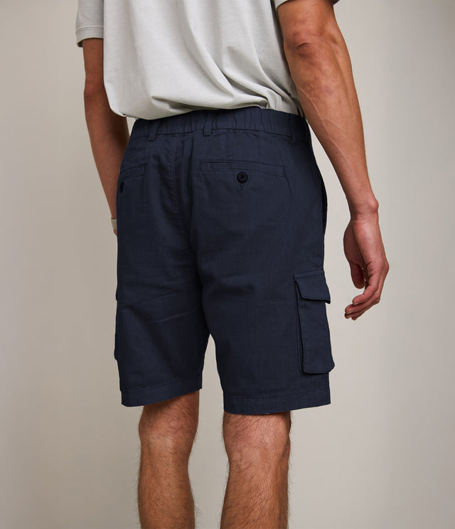 Bermuda Hombre Lino Algodón Gili Azul