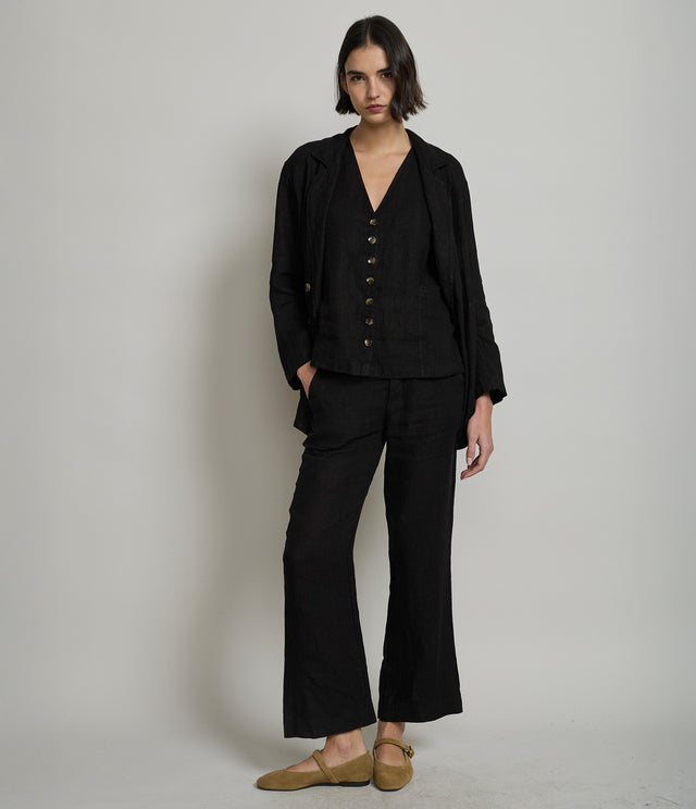 Blazer Mujer 100% Lino italiano Fiore Lino Negro