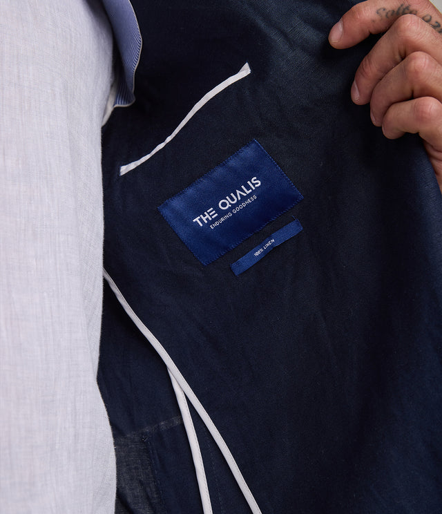 Blazer Hombre 100% Lino Azul Marino