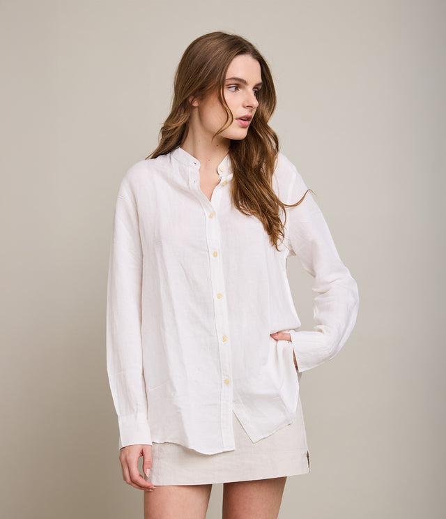 Blusa Mujer Lino Viscosa Ambar Blanco