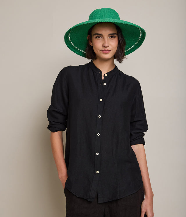 Blusa Mujer Lino Viscosa Ambar Negro