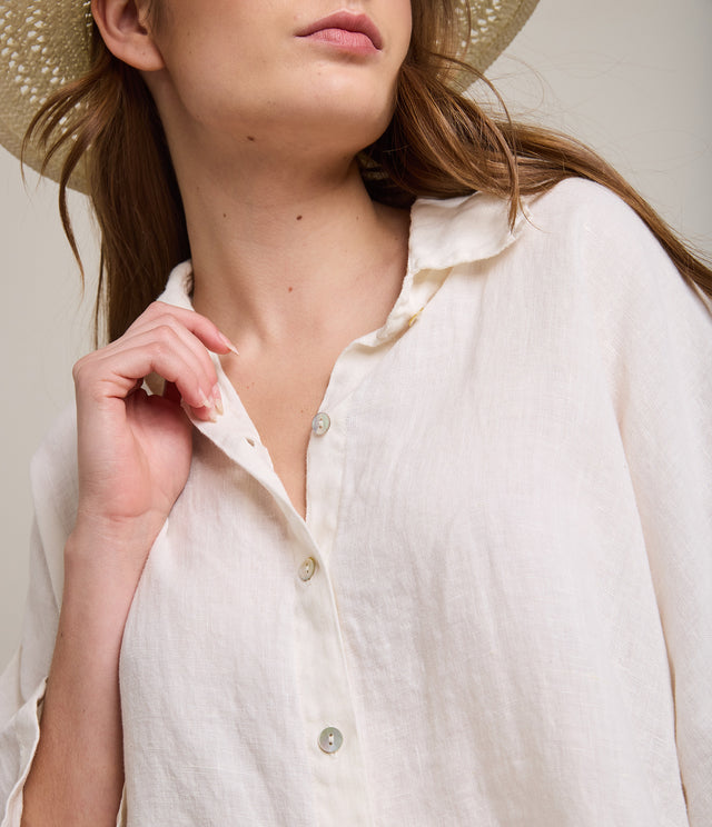 Blusa Mujer 100% Lino Taormina Blanca