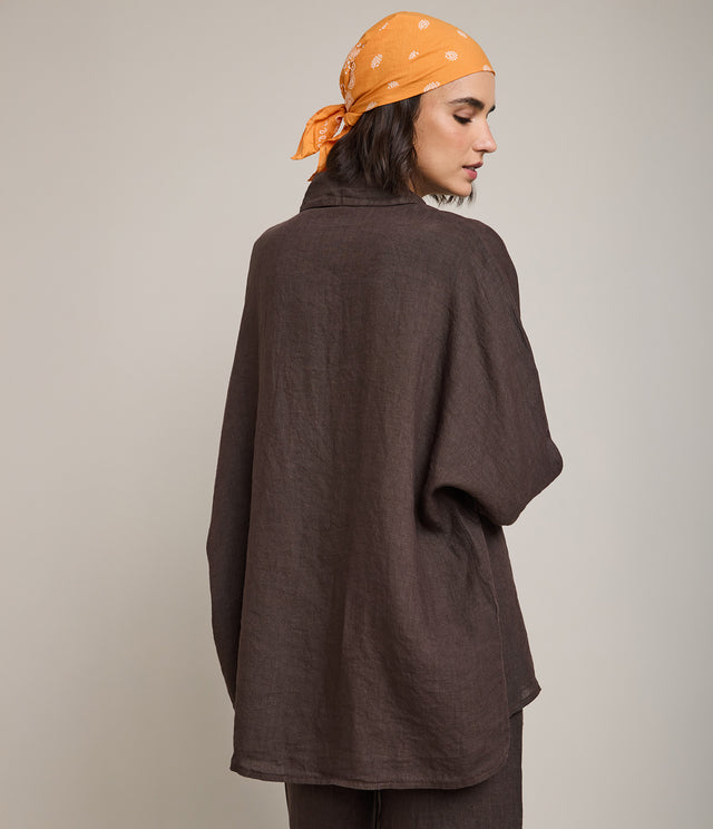 Blusa Mujer 100% Lino Taormina Café