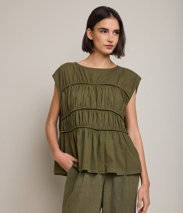 Blusa Mujer 100% Algodón Vuelos Verde