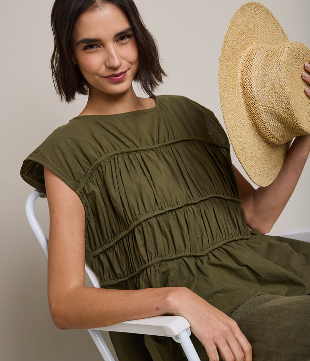 Blusa Mujer 100% Algodón Vuelos Verde