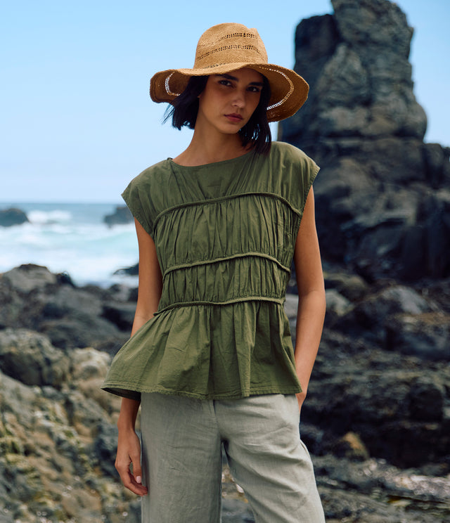 Blusa Mujer 100% Algodón Vuelos Verde