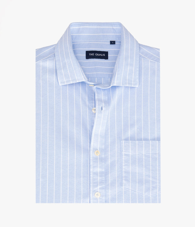 Camisa Hombre Oxford Manga Larga Ellies Rayada Azul