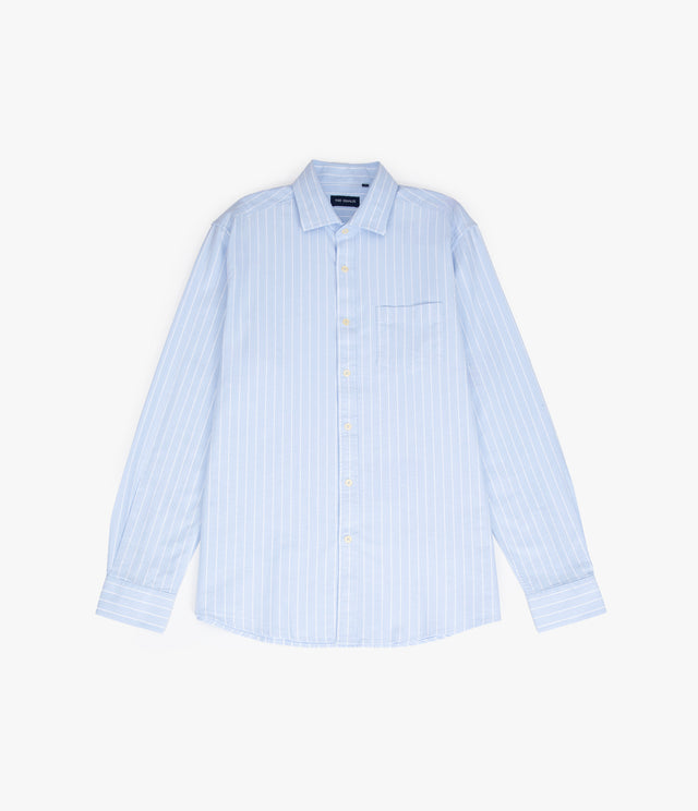Camisa Hombre Oxford Manga Larga Ellies Rayada Azul