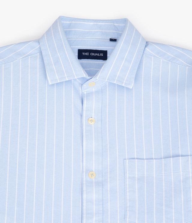 Camisa Hombre Oxford Manga Larga Ellies Rayada Azul