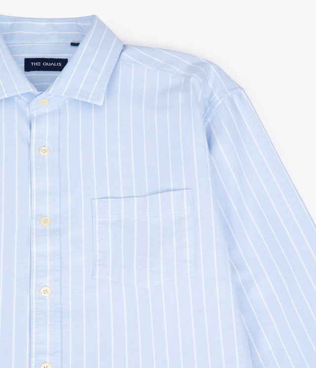 Camisa Hombre Oxford Manga Larga Ellies Rayada Azul
