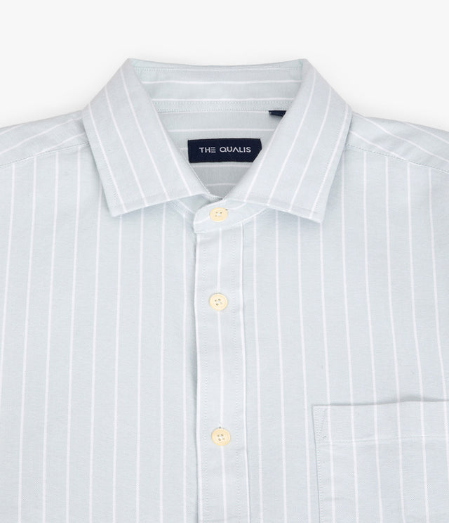 Camisa Hombre Oxford Manga Larga Ellies Rayada Verde