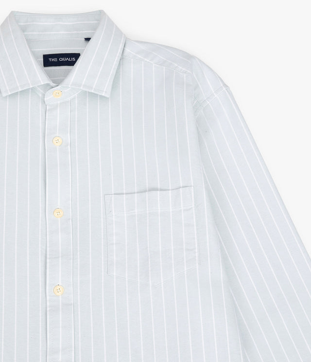 Camisa Hombre Oxford Manga Larga Ellies Rayada Verde