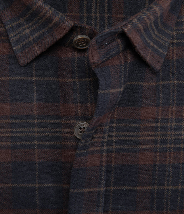 Camisa Hombre Algodón Franela Logan Cuadros Café