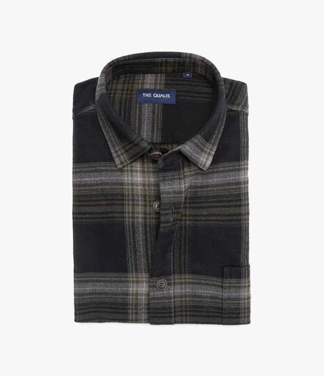 Camisa Hombre Algodón Franela Logan Cuadros Verde