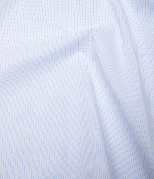 Camisa Hombre Performance Cuello Italiano Cuadros Celeste