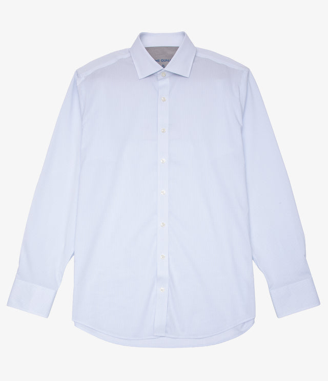 Camisa Hombre Performance Cuello Italiano Cuadros Celeste