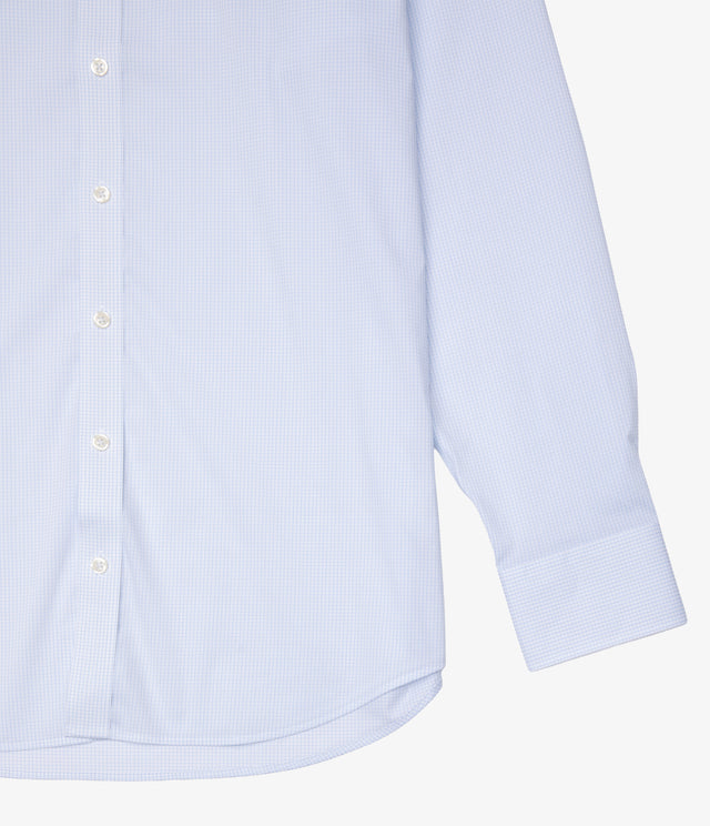 Camisa Hombre Performance Cuello Italiano Cuadros Celeste