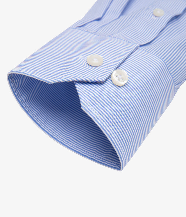 Camisa Hombre Performance Cuello Italiano Rayas Azul