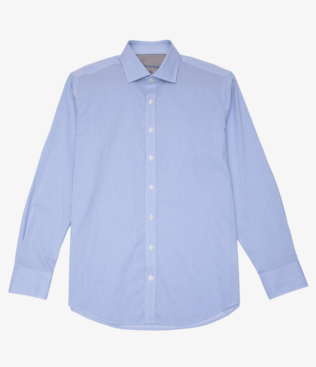 Camisa Hombre Performance Cuello Italiano Rayas Azul