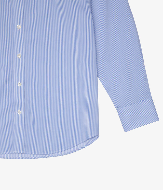 Camisa Hombre Performance Cuello Italiano Rayas Azul