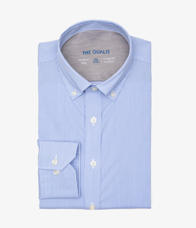 Camisa Hombre Performance botton down Rayas Azul