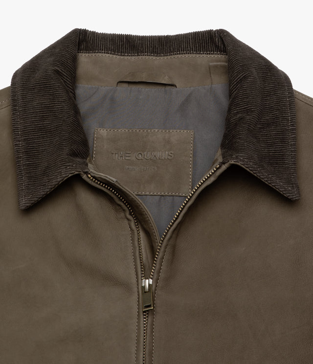 Chaqueta Hombre 100% Cuero Cuello Cotelé Paul