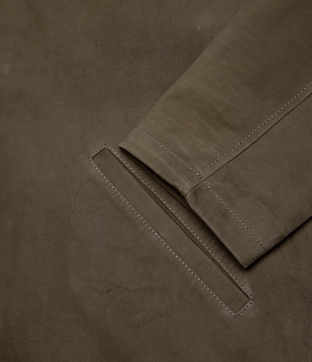 Chaqueta Hombre 100% Cuero Cuello Cotelé Paul