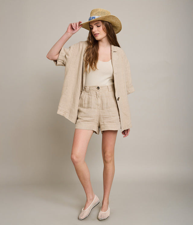 Camisa Mujer 100% Lino Capella Beige