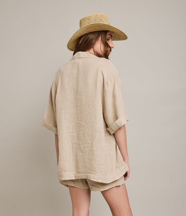 Camisa Mujer 100% Lino Capella Beige