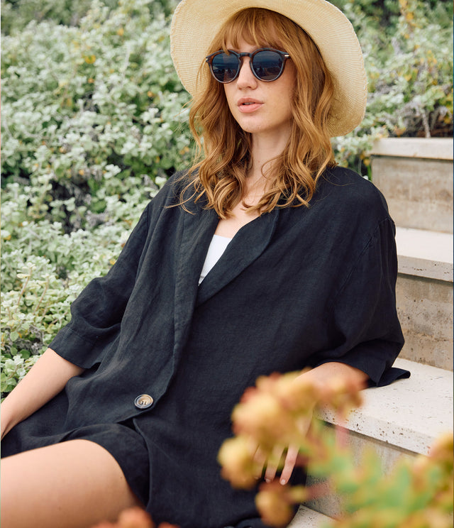 Camisa Mujer 100% Lino Capella Negro