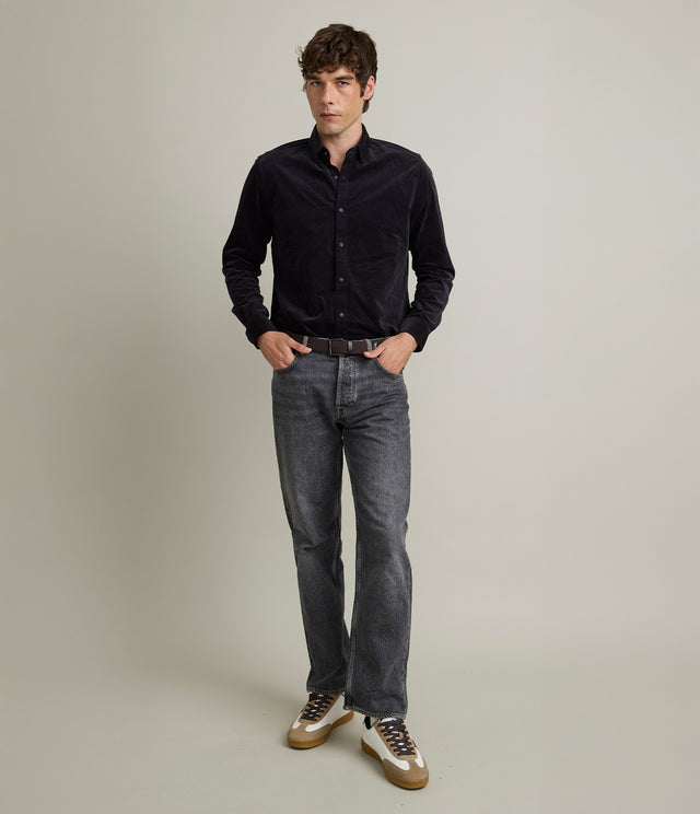 Camisa Hombre Algodón Cotelé Rob Gris Marengo