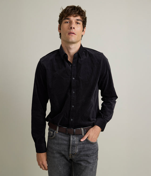 Camisa Hombre Algodón Cotelé Rob Gris Marengo