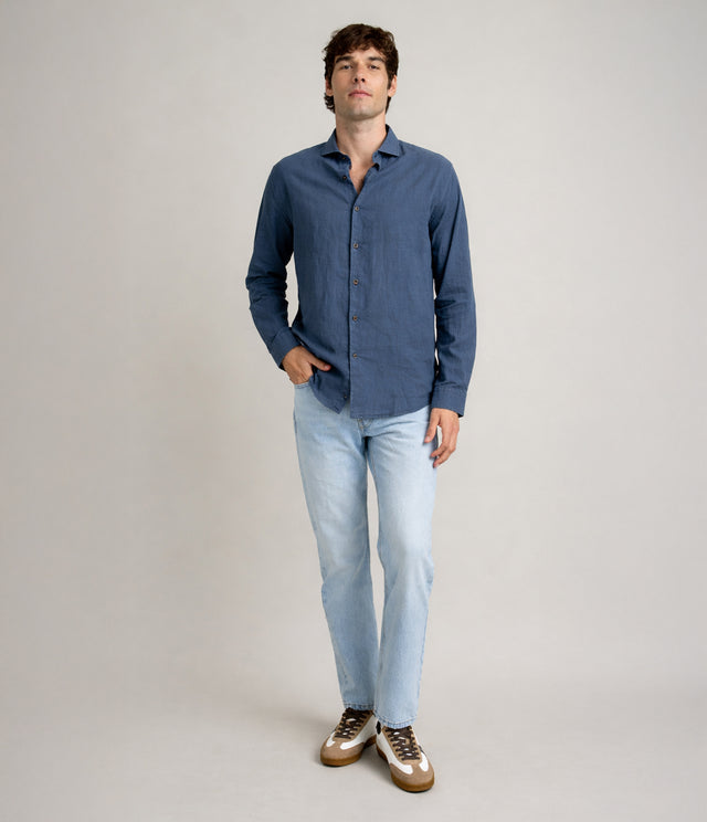 Camisa Hombre Gerry M/Larga Azul