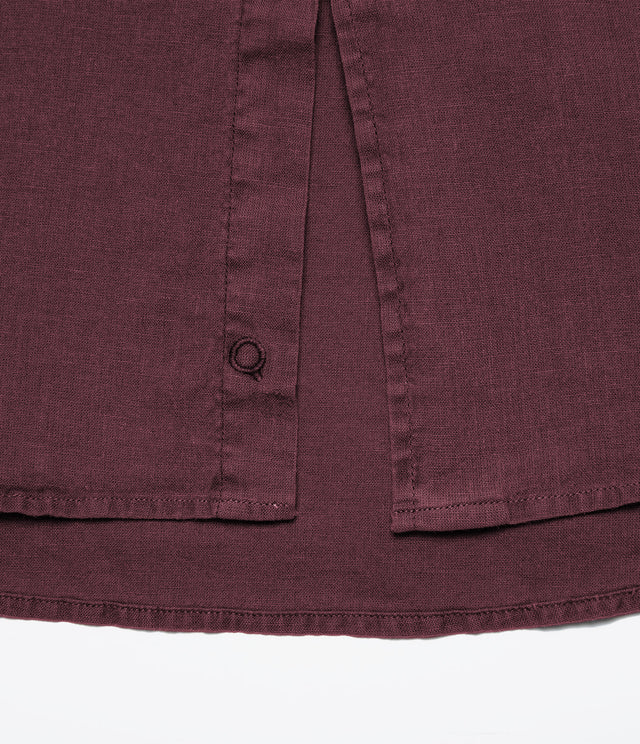 Camisa Hombre Lino Algodón Manga Larga Gerry Burdeo