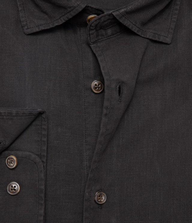 Camisa Hombre Lino Algodón Manga Larga Gerry negro
